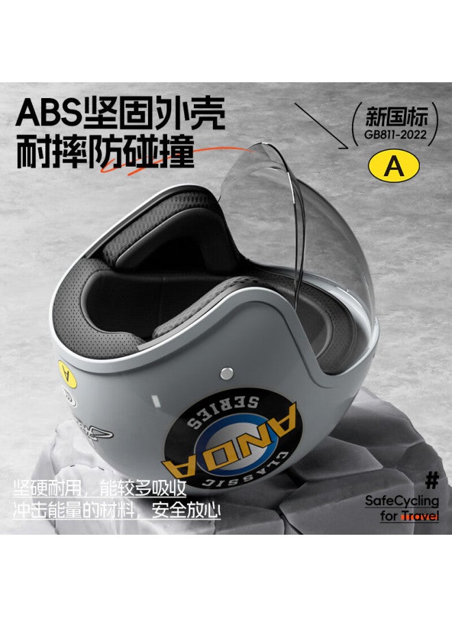 Ad Electric Bike Helmet 3c Certified Class A Uni Four-season Electric Scooter Safety Helmet Winter Riding Half Helmet Summer Inner Push Lens Motorcycle Retro Helmet Fg05 Gray