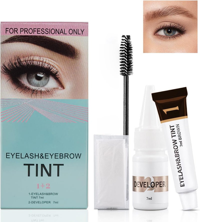 Brown Eyebrow Tint Kit Eyelash Brow Dye LongLasting Black Lash Tint Kit for Salon or Home Waterproof and Sweatproof for NaturalLooking Fullness and LongLasting Results