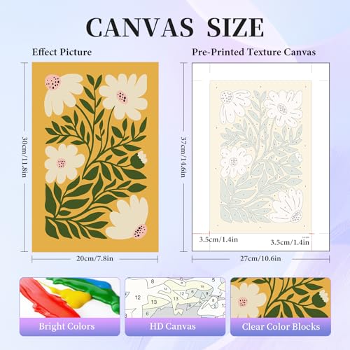 Okarina 6 Pack Paint by Numbers Kit for Adults Beginner Flower Adult Paint by Number Kits on Canvas Without Frame Easy Flowers DIY Acrylic Oil Painting by Numbers Kits Perfect for Home Decor 8x12 Inch - Image 3