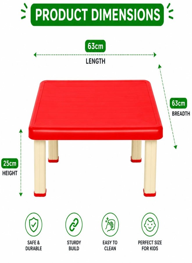 SIGNATRON Plastic Strong and Durable Kids Table for Studying Dining Home Virgin Material for 2 to 10 Years | Sustain Upto 50 KG (Red Low Table) - Image 1