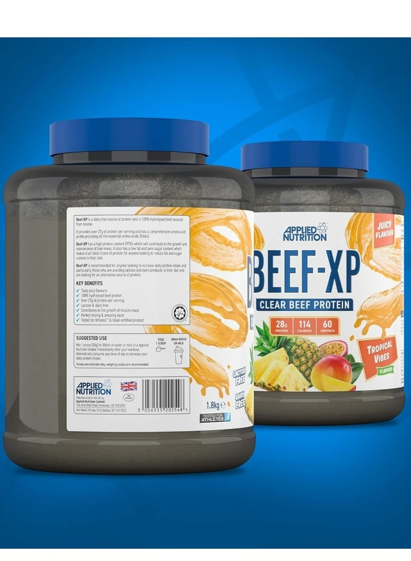 Applied Nutrition Beef Xp Clear protein isolate (Tropical Vibes flavour) 1.8 kg - 28g Protein, Lactose Free, Dairy free - Image 2