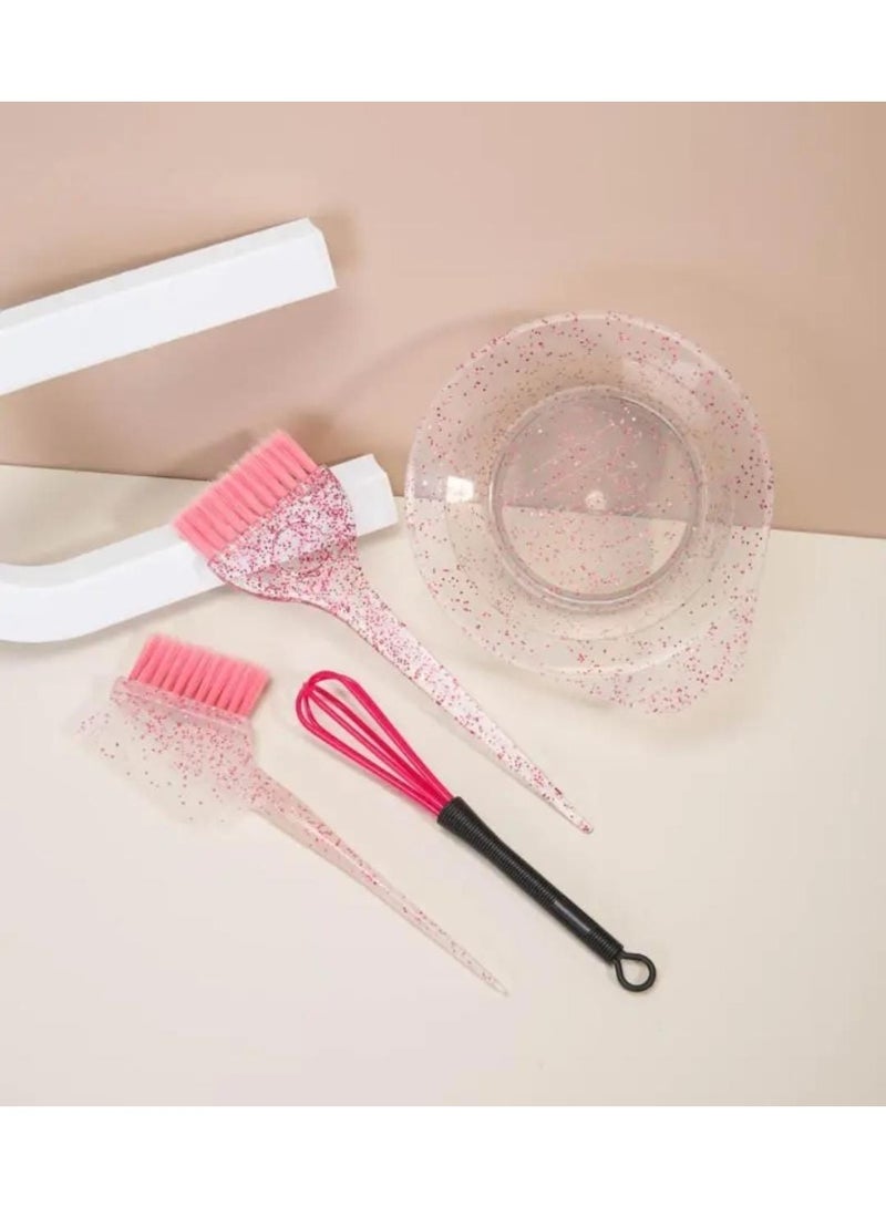 BOLREUS 4PCS Hair Coloring & Highlighting Set – Sparkling Dyeing Comb, Oil Dye Brush, Transparent Pearl Brush, Mixing Stick & Highlight Bowl for Salon and Home Use - Image 3