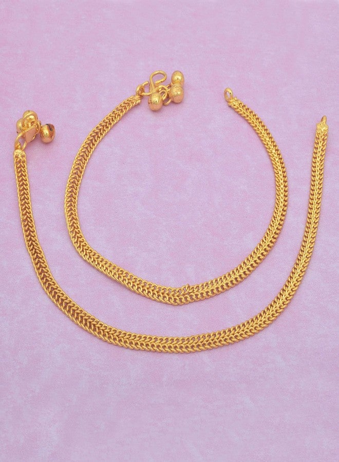 Memoir Gold Plated Plain and sober Anklet payal pajeb Women Traditional payal stylish - Image 4