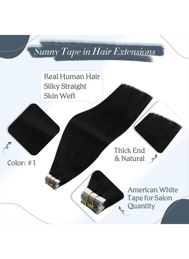 Sunny Hair Sunny Black Invisible Jet Black Hair Extensions Human Hair Tape ins for Black Women 20pcs 50g 20inch  - Image 2