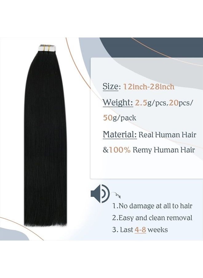 Sunny Hair Sunny Black Invisible Jet Black Hair Extensions Human Hair Tape ins for Black Women 20pcs 50g 20inch  - Image 3