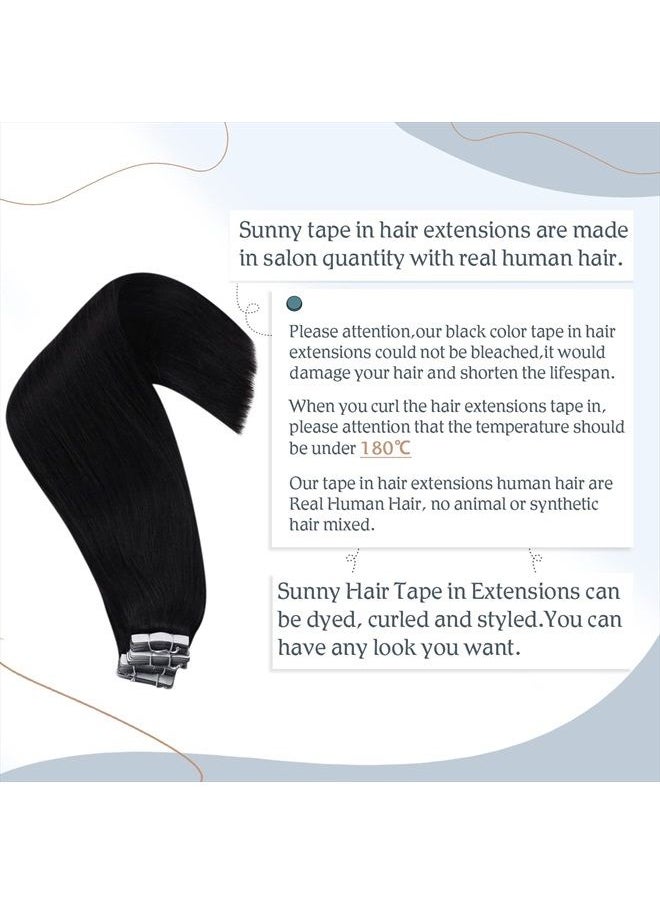 Sunny Hair Sunny Black Invisible Jet Black Hair Extensions Human Hair Tape ins for Black Women 20pcs 50g 20inch  - Image 4
