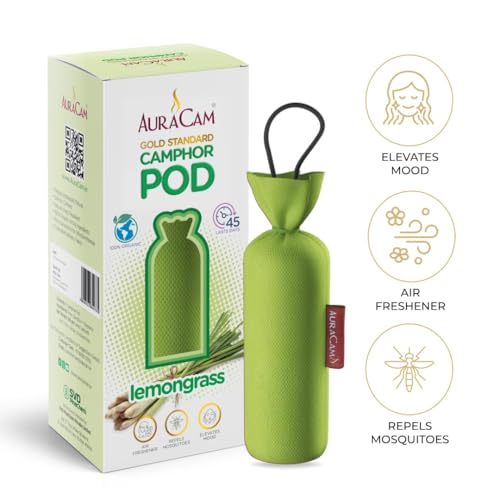 AuraCam Gold Standard Camphor Pod Cone (Lemongrass) - Set of 2 - Pod Air freshener For Room, Car, Bathroom, Office & Toilet | Long-Lasting Cone for Home - Image 4