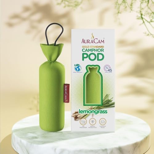 AuraCam Gold Standard Camphor Pod Cone (Lemongrass) - Set of 2 - Pod Air freshener For Room, Car, Bathroom, Office & Toilet | Long-Lasting Cone for Home - Image 5