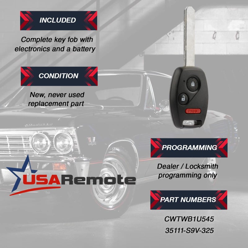 USARemote Key fits Honda Pilot 2005 2006 2007 2008 Keyless Entry Remote Fob (CWTWB1U545) - Image 3