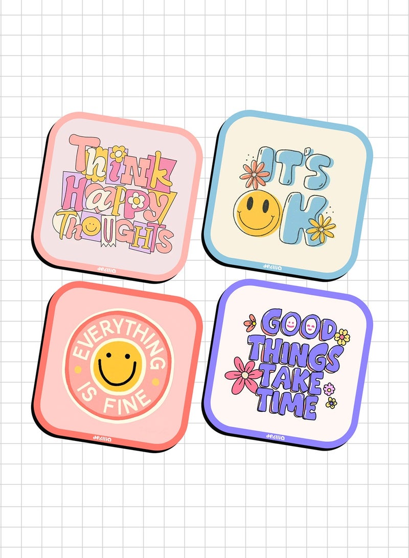 ديزليا مجموعة قواعد أكواب خشبية مربعة - 4 قطع - COASTER/15  - Image 1