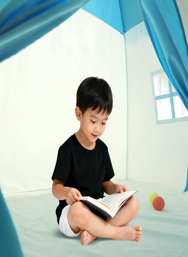 LimitlessFunN Flower Kids Play Tent, Children Indoor Castle Playhouse for Boys, Toddlers, 39" D x 51" W x 51" H, Blue - Image 3