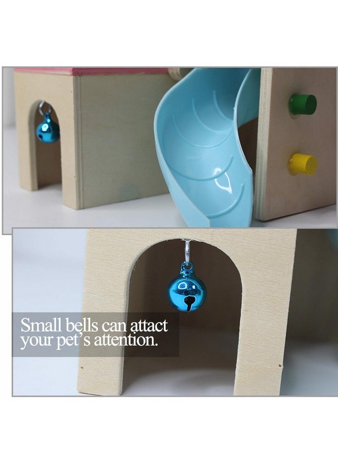 Hamster House Pets Small Animal Hideout With Funny Climbing Ladder Slide Wooden Hut Play Toys Chews For Small Animals Like Dwarf Hamster And Mouse(Blue)