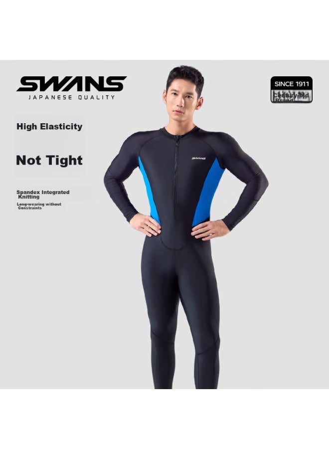 Speed Vision Swans Men's One-piece Swimsuit, Quick-drying, Professional Snorkeling And Surfing Suit, Sun Protection, Long-sleeve And Long Pants, Jellyfish Suit, Size L - Image 2