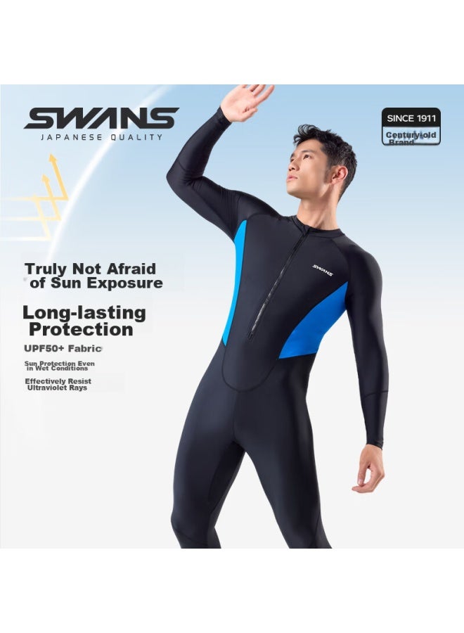 Speed Vision Swans Men's One-piece Swimsuit, Quick-drying, Professional Snorkeling And Surfing Suit, Sun Protection, Long-sleeve And Long Pants, Jellyfish Suit, Size L - Image 1