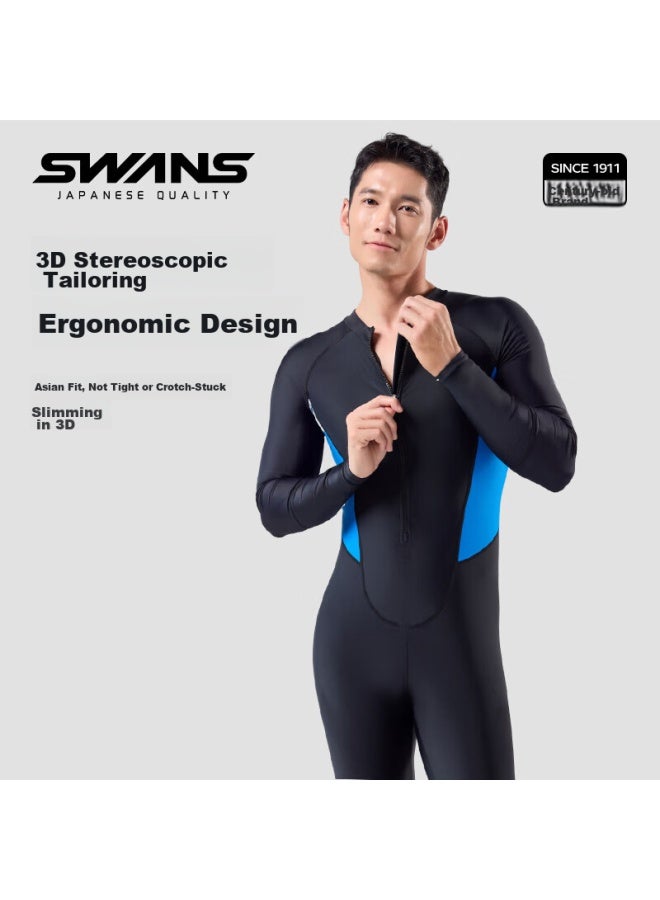 Speed Vision Swans Men's One-piece Swimsuit, Quick-drying, Professional Snorkeling And Surfing Suit, Sun Protection, Long-sleeve And Long Pants, Jellyfish Suit, Size L - Image 3