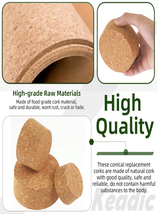 كياديك مجموعة سدادات فلين خشبية مخروطية الشكل من Keadic، 9 قطع، 3 أحجام #48#34#28، مصنوعة من خشب طبيعي ناعم، بديلة لسدادات زجاجات النبيذ والبيرة - Image 3