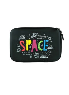 SMILY KIDDOS Smily Kiddos Single Compartment Pencil Case Stylish Cute Large Capacity Hardtop EVA Pencil Case Organizer School Kids Girls Women Pen Holder Pouch Multi Purpose| Space Theme | Black  - Image 1