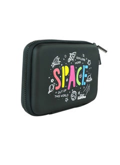 SMILY KIDDOS Smily Kiddos Single Compartment Pencil Case Stylish Cute Large Capacity Hardtop EVA Pencil Case Organizer School Kids Girls Women Pen Holder Pouch Multi Purpose| Space Theme | Black  - Image 2