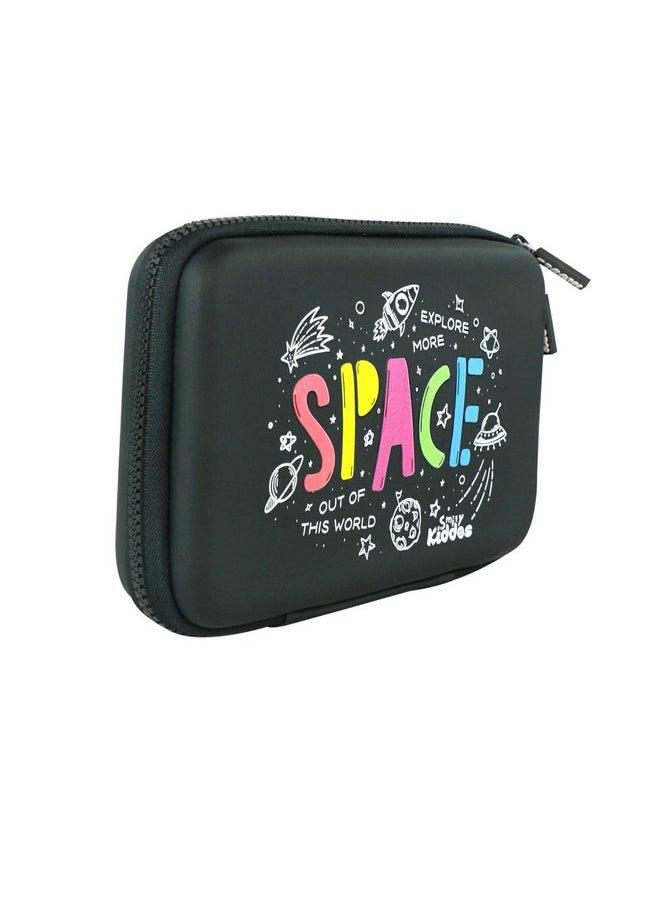 SMILY KIDDOS Smily Kiddos Single Compartment Pencil Case Stylish Cute Large Capacity Hardtop EVA Pencil Case Organizer School Kids Girls Women Pen Holder Pouch Multi Purpose| Space Theme | Black  - Image 2