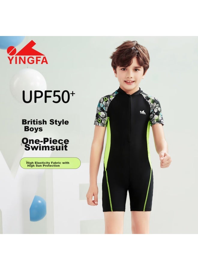 Yingfa Children's Swimsuit For Boys, One-piece Square-leg Design, Breathable, Quick-drying, Suitable For Students, Hot Springs, Surfing, Sun Protection, Swimming Set - Image 1