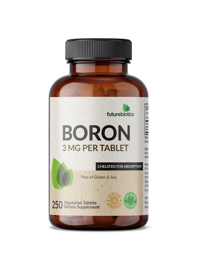 Futurebiotics Boron 3mg, Vegetarian, Non-GMO, Chelated for Absorption, 250 Tablets - Image 1