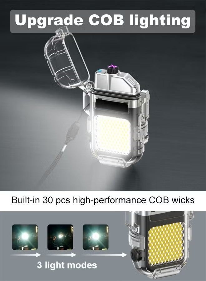 Rewell Lighter Electric Lighter USB Type C Rechargeable Lighter Dual Arc Lighter Waterproof Windproof Flameless Lighter with Flashlight for Candle Camping Hiking Adventure Black - Image 3