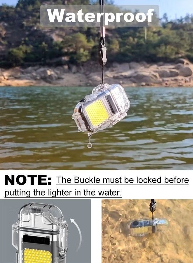 Rewell Lighter Electric Lighter USB Type C Rechargeable Lighter Dual Arc Lighter Waterproof Windproof Flameless Lighter with Flashlight for Candle Camping Hiking Adventure Black - Image 5