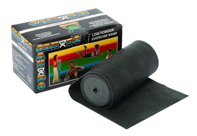 Cando-1211054 CanDo Low Powder Exercise Band  6 yard Roll  Black: X-Heavy - Image 1