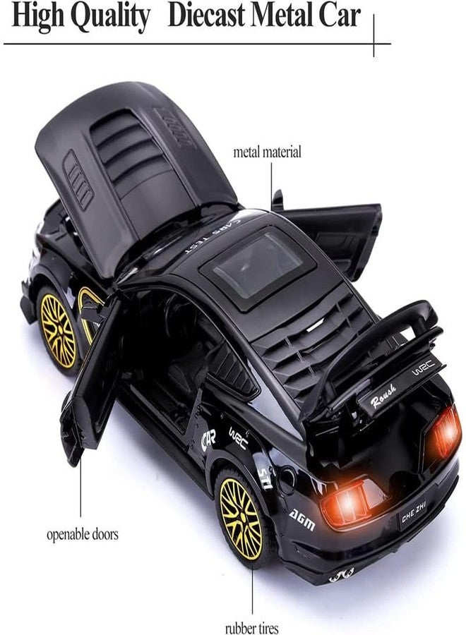 AHBHT Kids Model 1:32 Mastang Die Cast Metal Car Pull Back Action Opening Doors with Realistic Engine Sound Lights Toy Car Gift for Boys - Black - Image 2
