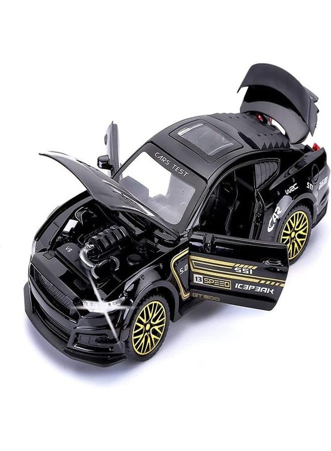 AHBHT Kids Model 1:32 Mastang Die Cast Metal Car Pull Back Action Opening Doors with Realistic Engine Sound Lights Toy Car Gift for Boys - Black - Image 1