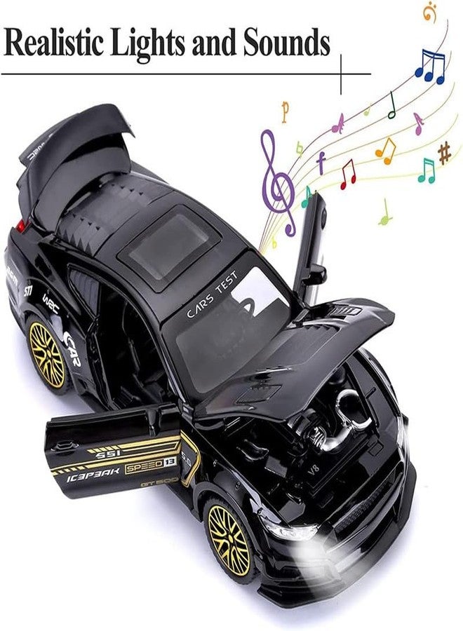 AHBHT Kids Model 1:32 Mastang Die Cast Metal Car Pull Back Action Opening Doors with Realistic Engine Sound Lights Toy Car Gift for Boys - Black - Image 4