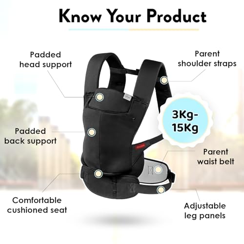 Chicco SnugSupport 4-in-1 Infant Carrier, Front and Back Carry Positions, Infant Backpack, Baby Carrier Newborn to Toddler, for Infants 3.4-15 kgs | Black - Image 4