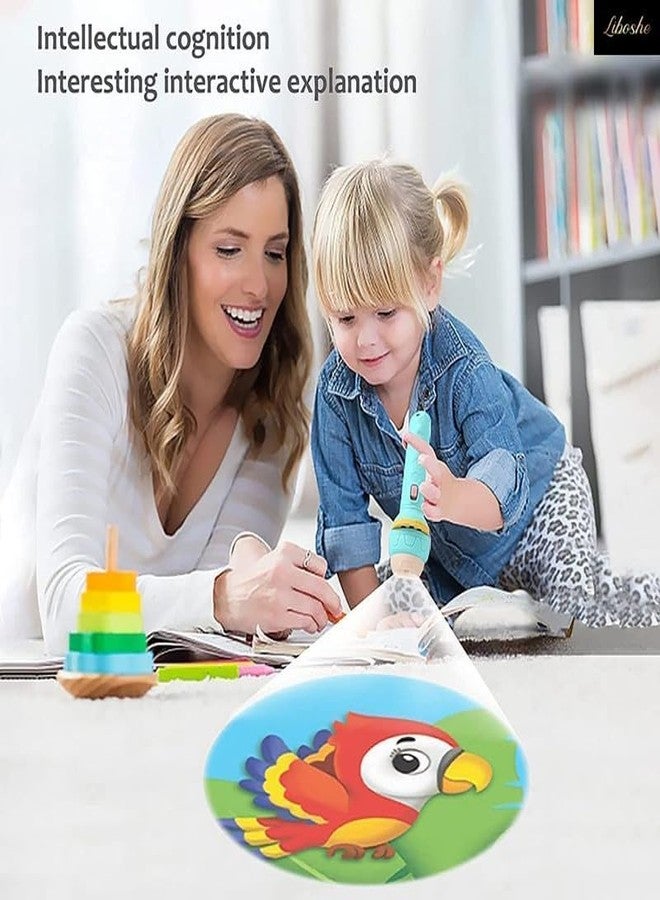 Bloombec 3 Slides 24 Patterns Mini Projector Torch Toy Slide Flashlight Projector Torch for Kids Educational Learning Toys, Sleeping Story Toys for Kids, Animal, Foods and Space - Image 2