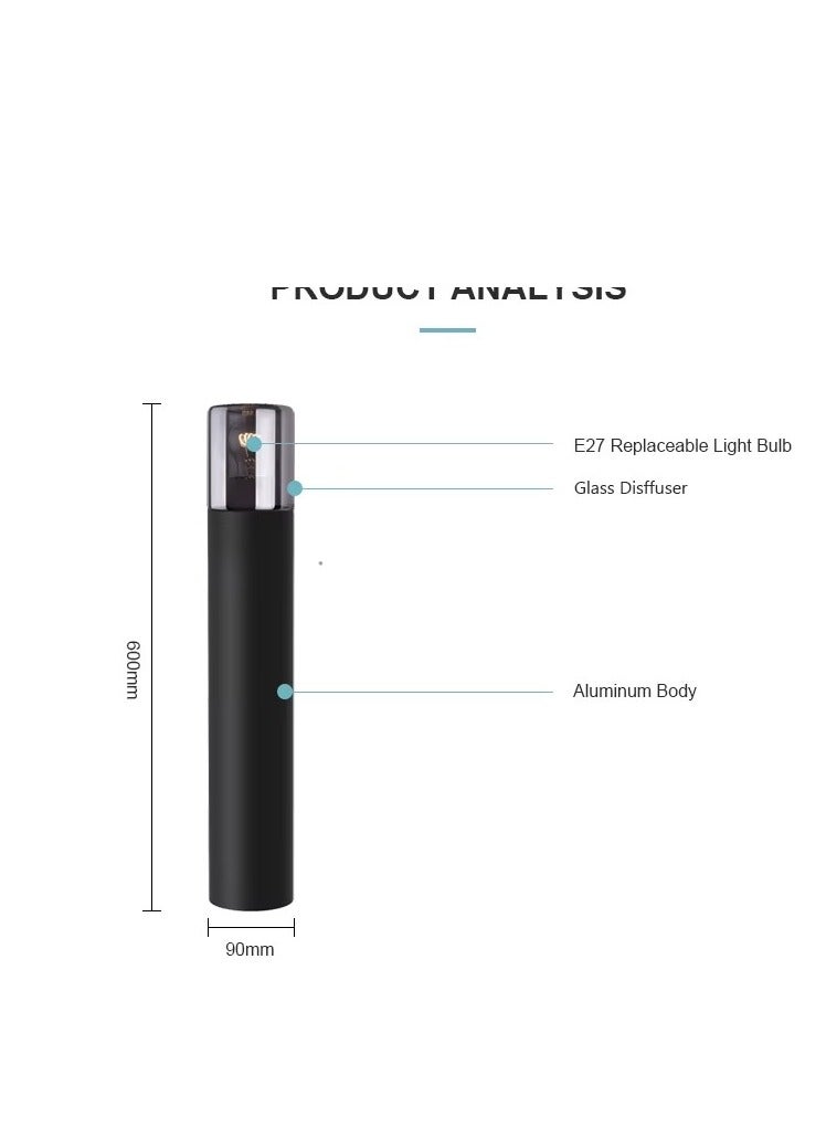 Bestar New Design LED Garden Bollard Light – IP54 Waterproof Outdoor Landscape Lawn Lamp, Black, AC 85-265V - Image 2