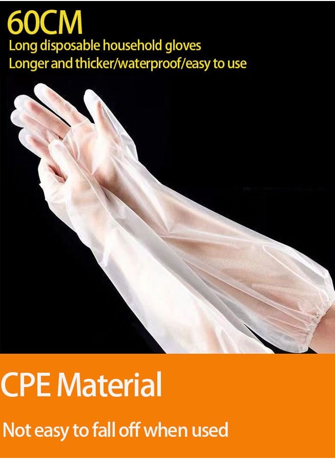 Beauenty Long Gloves, Durable CPE Material, Disposable Gloves - 20 Pack, Extra Long and Thick, Waterproof and Oilproof  - Image 1