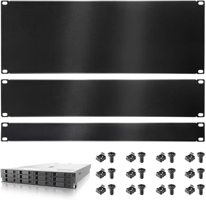 1U 2U 4U 3 Pcs Matte Black Server Rack Filler Panels Cold Rolled Steel Spacers - Image 2