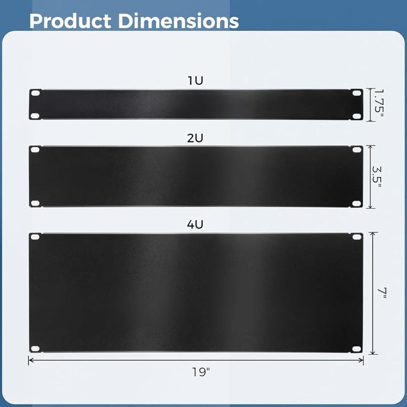 1U 2U 4U 3 Pcs Matte Black Server Rack Filler Panels Cold Rolled Steel Spacers - Image 4