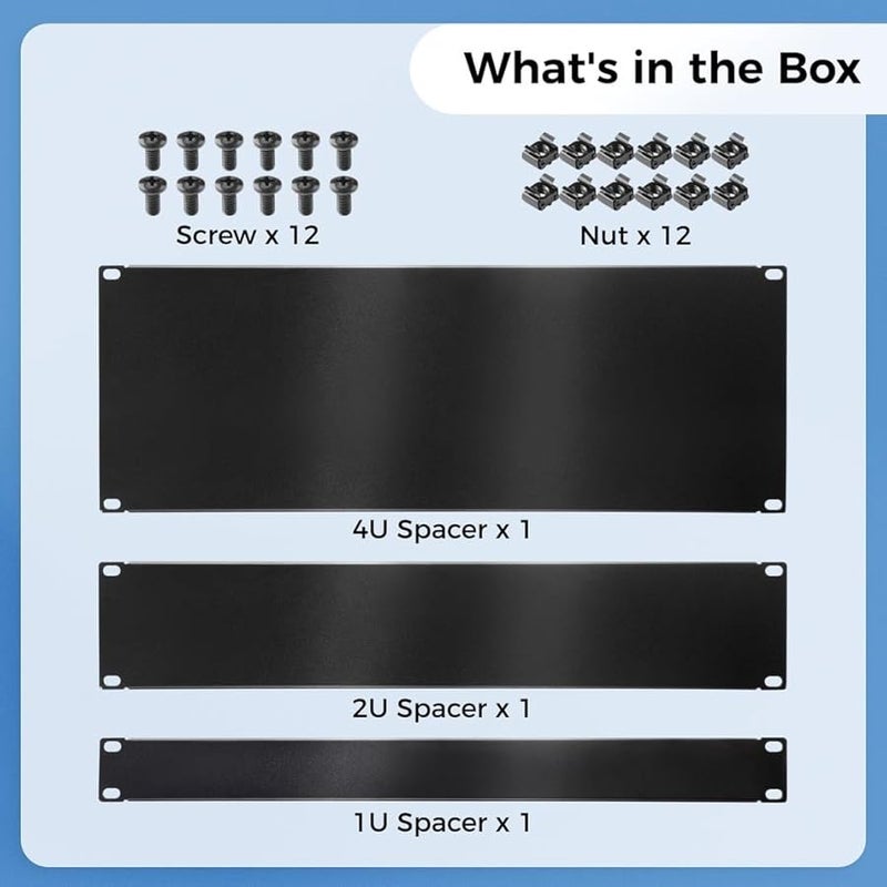 1U 2U 4U 3 Pcs Matte Black Server Rack Filler Panels Cold Rolled Steel Spacers - Image 3