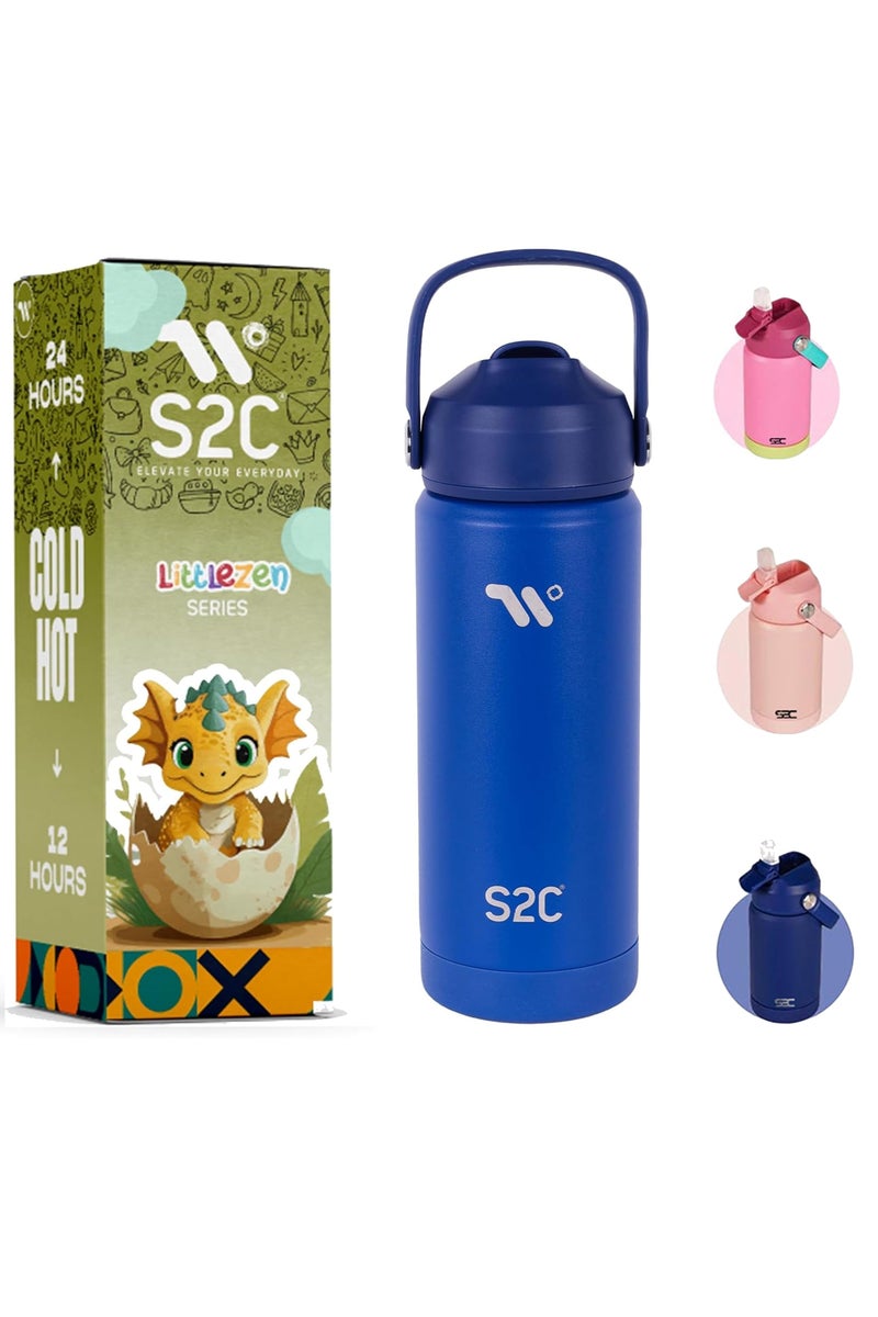 S2C S2C 550ml Stainless Steel Water Bottle for Kids With Straw & Handle|Leakproof|Toddler water bottle|Kids Water Bottle For School Boys Girls|Easy to Carry|BPA Free,Baby water bottle (BLUE)  - Image 1