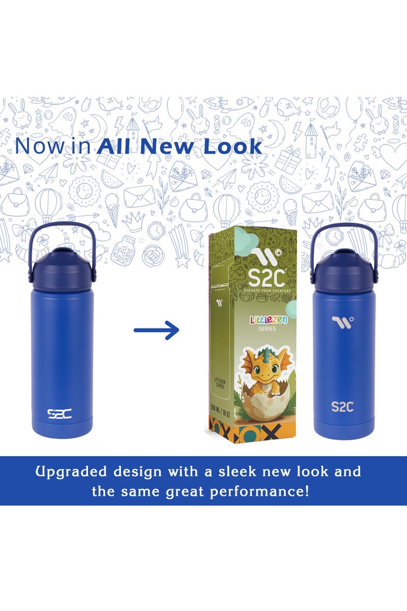 S2C S2C 550ml Stainless Steel Water Bottle for Kids With Straw & Handle|Leakproof|Toddler water bottle|Kids Water Bottle For School Boys Girls|Easy to Carry|BPA Free,Baby water bottle (BLUE)  - Image 2