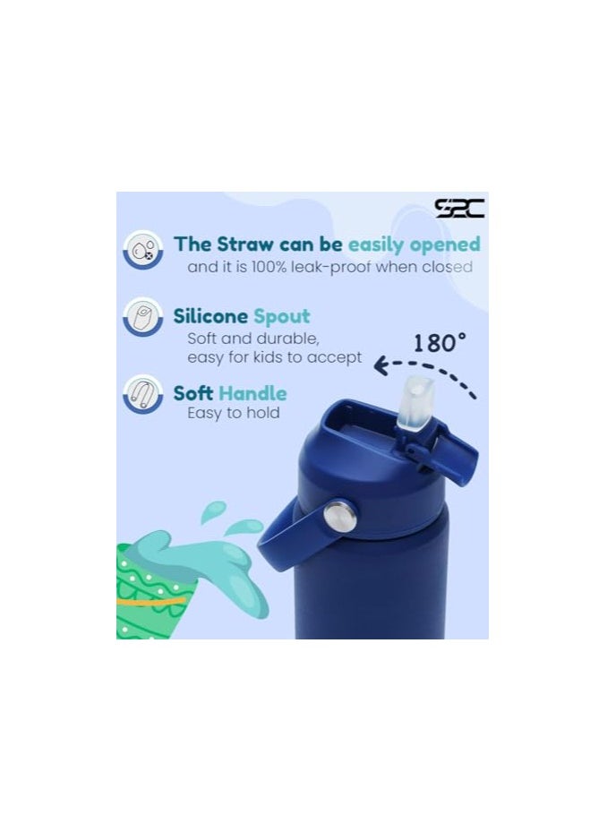 S2C S2C 550ml Stainless Steel Water Bottle for Kids With Straw & Handle|Leakproof|Toddler water bottle|Kids Water Bottle For School Boys Girls|Easy to Carry|BPA Free,Baby water bottle (BLUE)  - Image 4