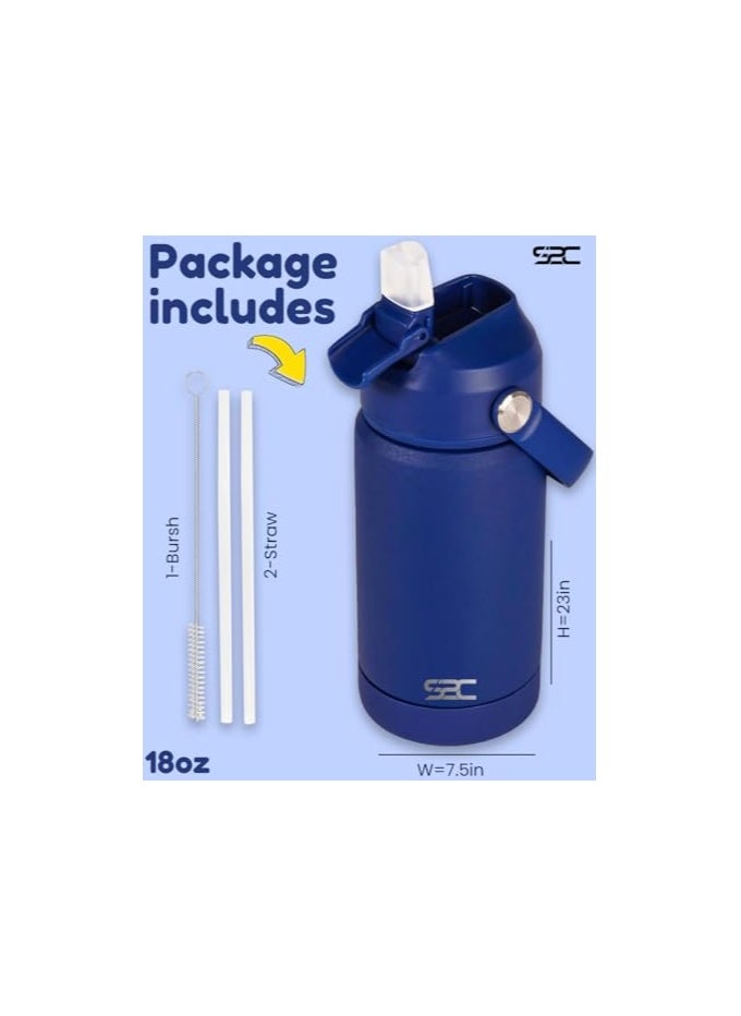 S2C S2C 550ml Stainless Steel Water Bottle for Kids With Straw & Handle|Leakproof|Toddler water bottle|Kids Water Bottle For School Boys Girls|Easy to Carry|BPA Free,Baby water bottle (BLUE)  - Image 3