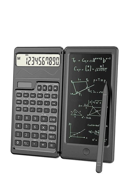 Scientific Calculator with Writing Tablet - 10-Digit Calculator Scientific Professional Calculators, School Desk Calculator with Drawing Pad & Pen for Students Teacher Office Engineer (Black)