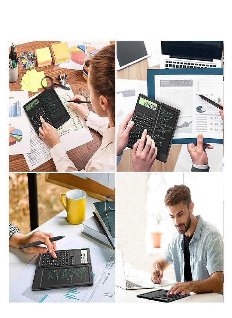 ماركة غير محددة - Scientific Calculator with Writing Tablet - 10-Digit Calculator Scientific Professional Calculators, School Desk Calculator with Drawing Pad & Pen for Students Teacher Office Engineer (Black) - Image 1