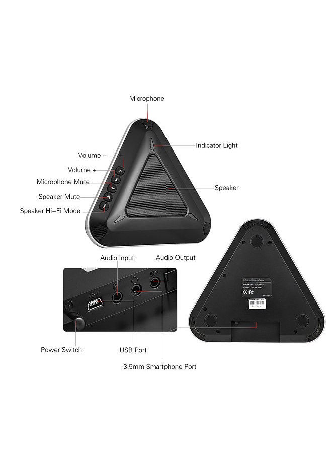 Generic - MST-A1S USB Video Conference Microphone Speakerphone 360° Audio Pickup Support Skype MSN QQ for Computer Mobile Phone - Image 1