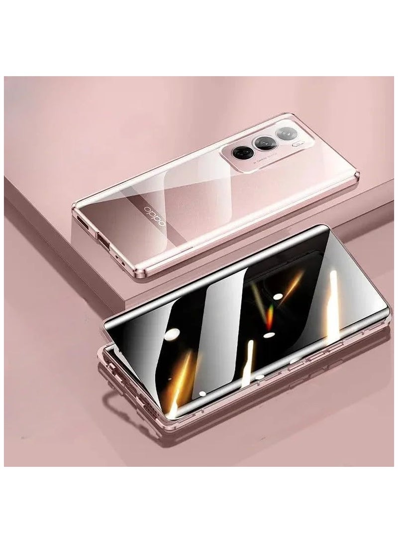 General Double Sided Glass Case Compatible with OPPO Reno 12 Pro 5G Anti-Privacy Metal Magnetic Lens Protector Reno12 Pro Phone Cover 