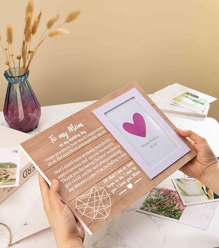 NZY Wedding Gift Wooden Handmade Picture Frame for 6"x 4" Photo Mother of the Bride Gift Thank You Present for Mom Mother Bridal Shower Present for Mum All That I Am or Ever Hope to Be - Image 2
