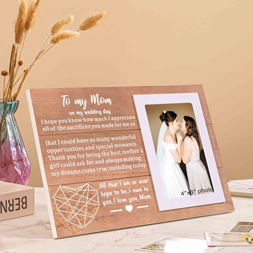NZY Wedding Gift Wooden Handmade Picture Frame for 6"x 4" Photo Mother of the Bride Gift Thank You Present for Mom Mother Bridal Shower Present for Mum All That I Am or Ever Hope to Be - Image 5