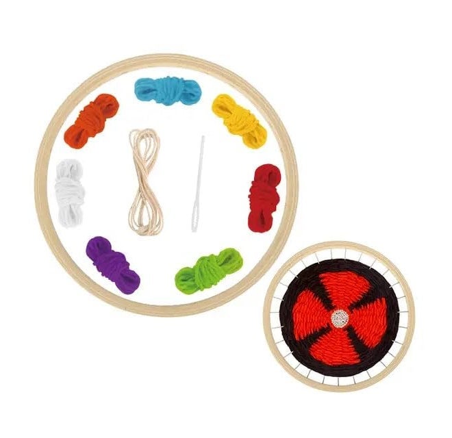 EDUSPARK طقم نول حياكة دائري | إطار حياكة خشبي للأطفال والمبتدئين | طقم حرفي لصنع فنون الحائط اليدوية، النسيج، حياكة الخيوط | لعبة فنية تعليمية للأعمار 5 وما فوق - Image 2