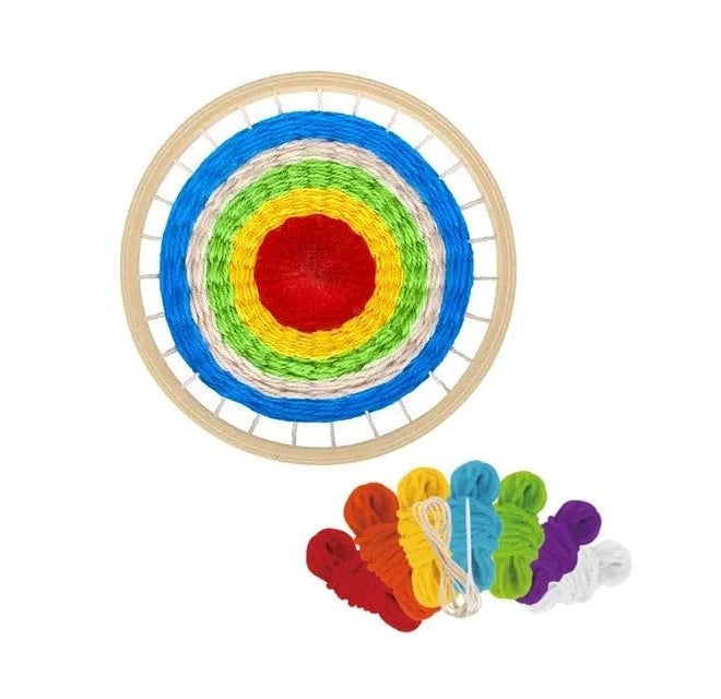 EDUSPARK طقم نول حياكة دائري | إطار حياكة خشبي للأطفال والمبتدئين | طقم حرفي لصنع فنون الحائط اليدوية، النسيج، حياكة الخيوط | لعبة فنية تعليمية للأعمار 5 وما فوق - Image 1